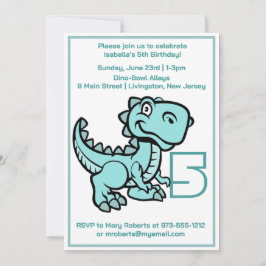 Invitación Cualquier Edad Verde azulada T Rex Dinosaur Birday