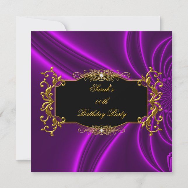 Invitación Cualquier elegante fiesta de cumpleaños Black Gold (Anverso)