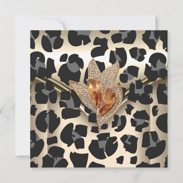 Invitación Cualquier evento elegante Animal Caramel Cream Bla (Anverso)
