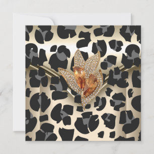 Invitación Cualquier evento elegante Animal Caramel Cream Bla
