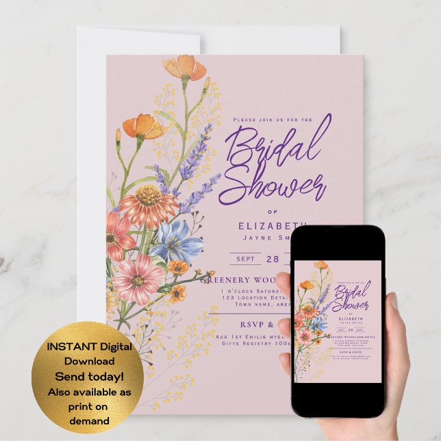 Invitación CUALQUIER EVENTO Fiesta de Jardín Boho Flores Silv (Subido por el creador)