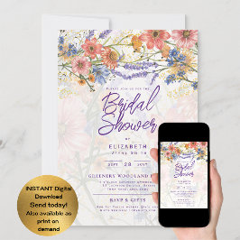 Invitación CUALQUIER EVENTO Fiesta de Jardín Boho Flores Silv