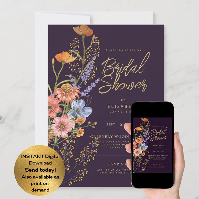 Invitación CUALQUIER EVENTO Fiesta de Jardín Boho Flores Silv (Subido por el creador)