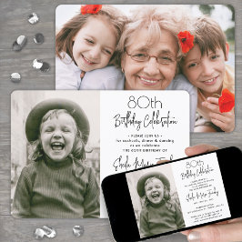 Invitación CUALQUIER Fiesta blanco y negro simple de cumpleañ