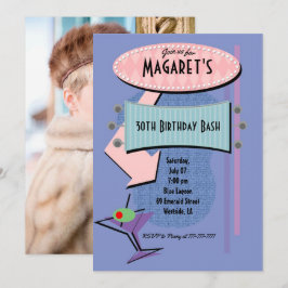 Invitación CUALQUIER Fiesta de cócteles de cumpleaños retro D