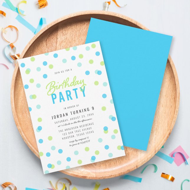 Invitación Cualquier fiesta de cumpleaños de Blue Aqua Green  (Subido por el creador)