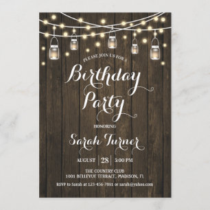 Invitación Cualquier fiesta de cumpleaños de la edad - Madera