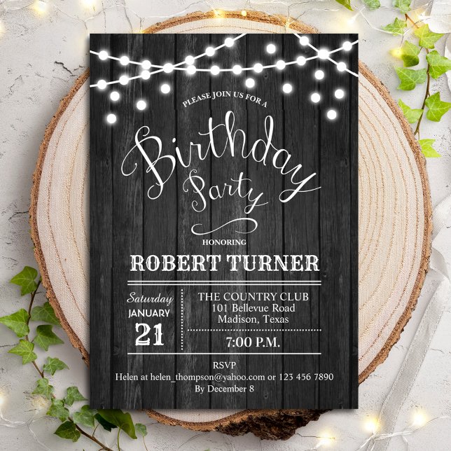Invitación Cualquier fiesta de cumpleaños de la edad - Madera (Subido por el creador)