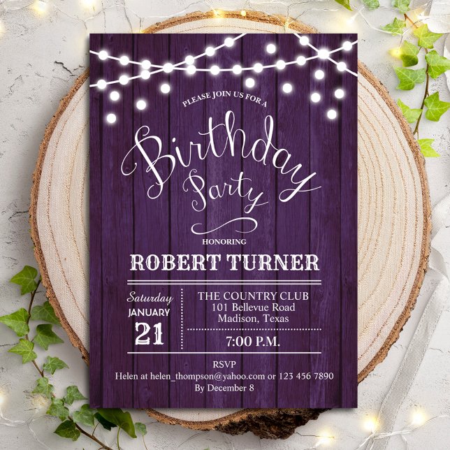 Invitación Cualquier fiesta de cumpleaños de la edad - Madera (Subido por el creador)