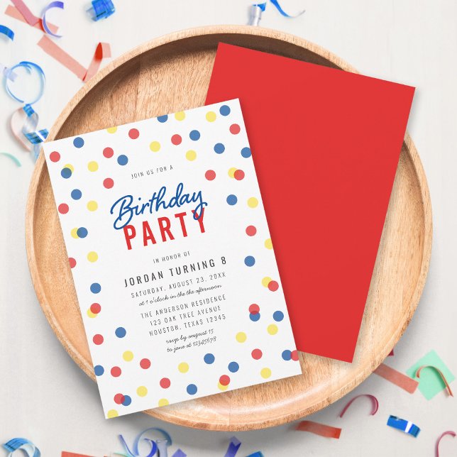 Invitación Cualquier fiesta de cumpleaños del Confetti amaril (Subido por el creador)