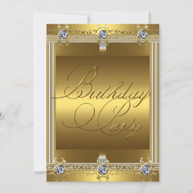 Invitación Cualquier fiesta de cumpleaños elegante de oro en  (Anverso)