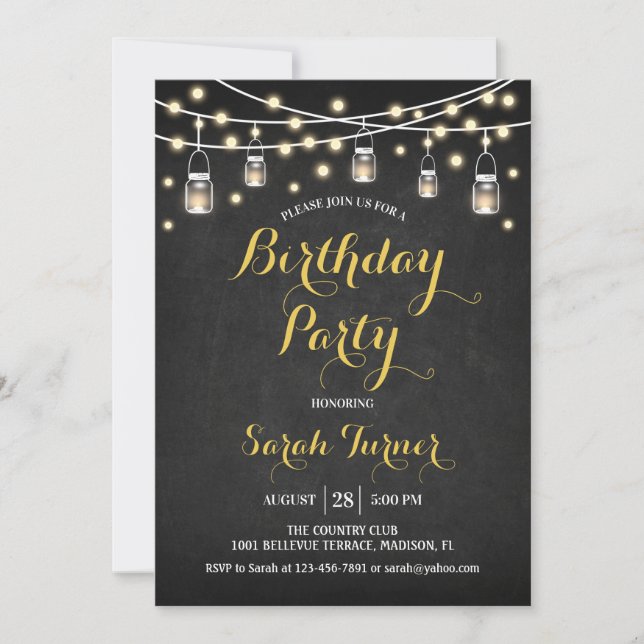 Invitación Cualquier fiesta de cumpleaños por edad - Chalkboa (Anverso)