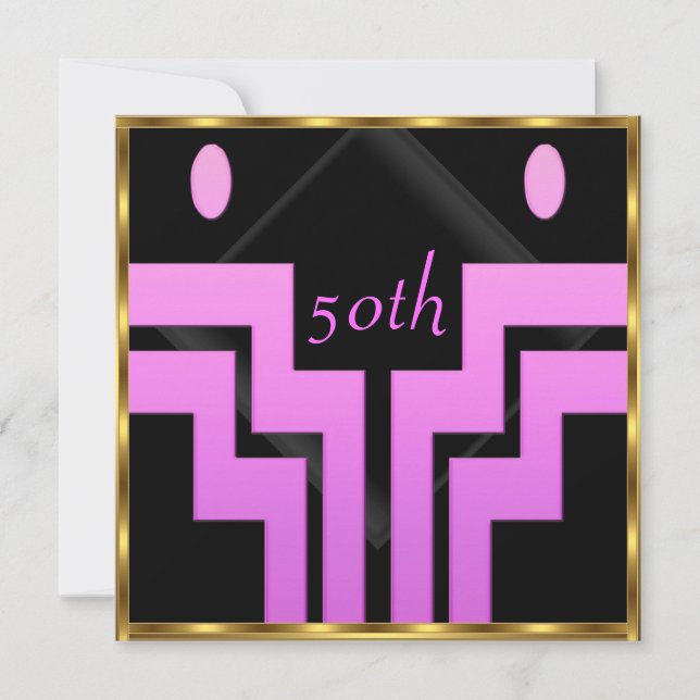 Invitación Cualquier fiesta de cumpleaños Rosa Negro (Anverso)