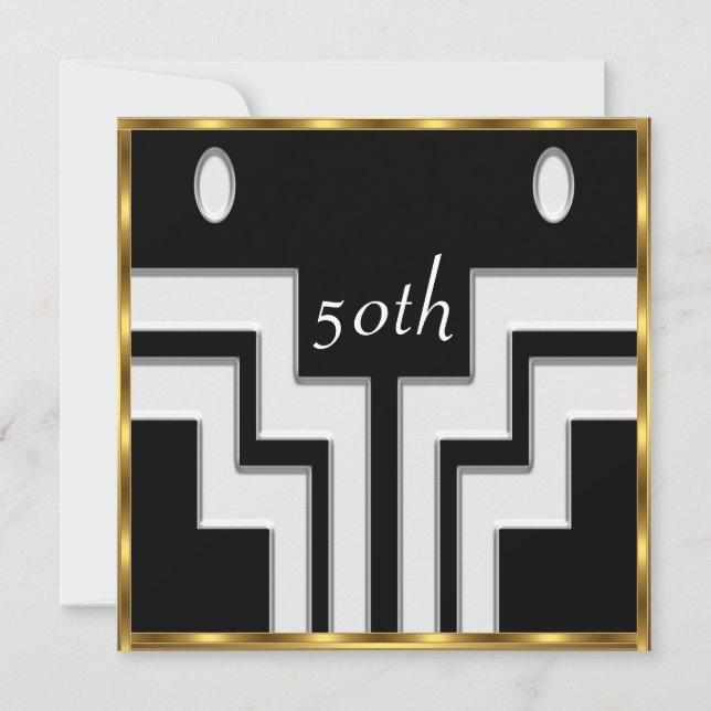 Invitación Cualquier fiesta de cumpleaños White Black (Anverso)