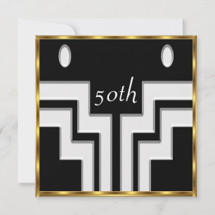 Invitación Cualquier fiesta de cumpleaños White Black