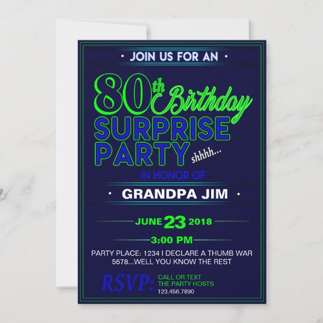Invitación ¡Cualquier fiesta de sorpresa de la edad invita - (Anverso)