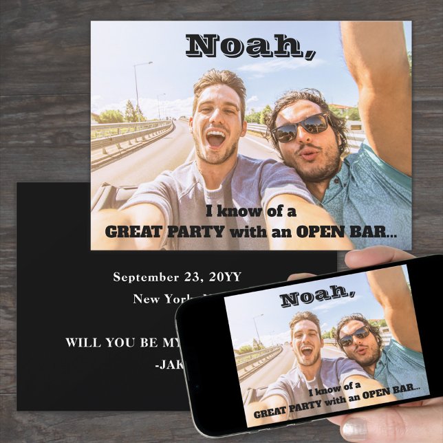 Invitación Cualquier Groomsmen de texto / Mejor propuesta de  (Subido por el creador)