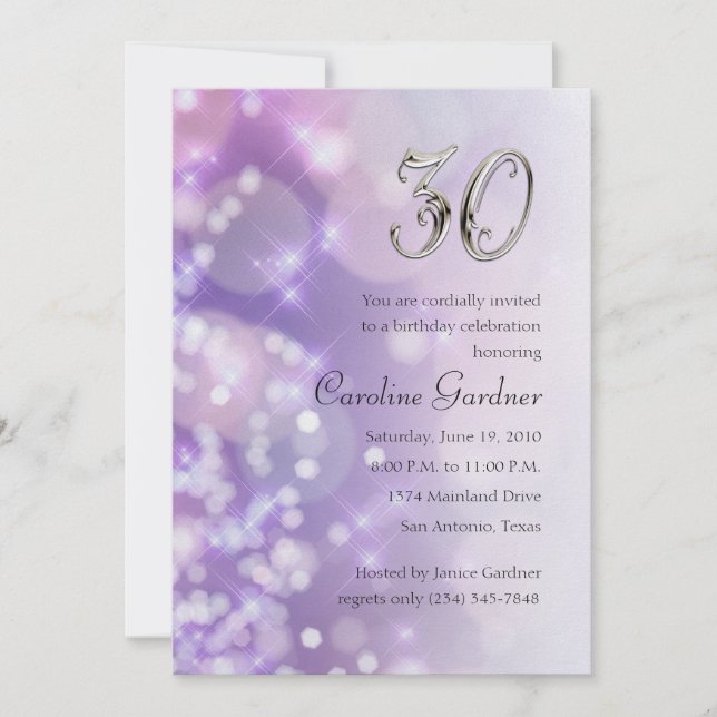 Invitación Cualquier luz de glamour invitativa de cumpleaños (Anverso)