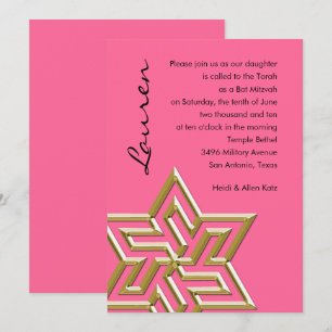 Invitación Cualquier mural de color Mitzvah Gran estrella dor