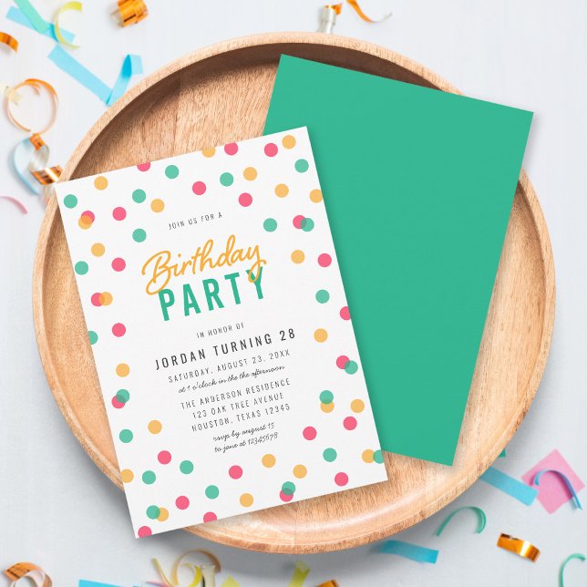 Invitación Cualquier Naranja de edad Pink Verde azulado Confe (Subido por el creador)