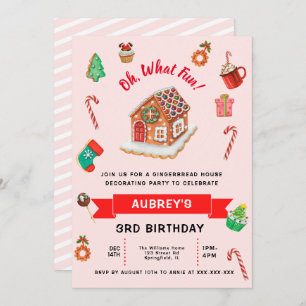 Invitación Cualquier Navidad de la Casa de Gingerbread Rosa d