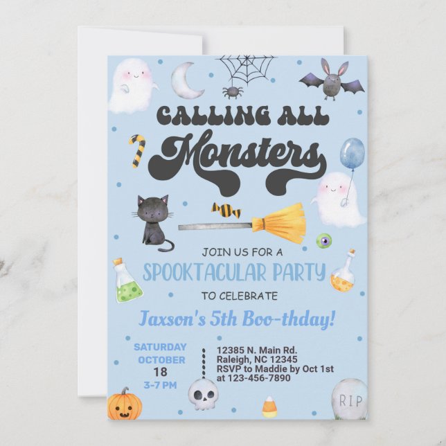 Invitación CUALQUIER niño de Halloween con espantosas edades  (Anverso)