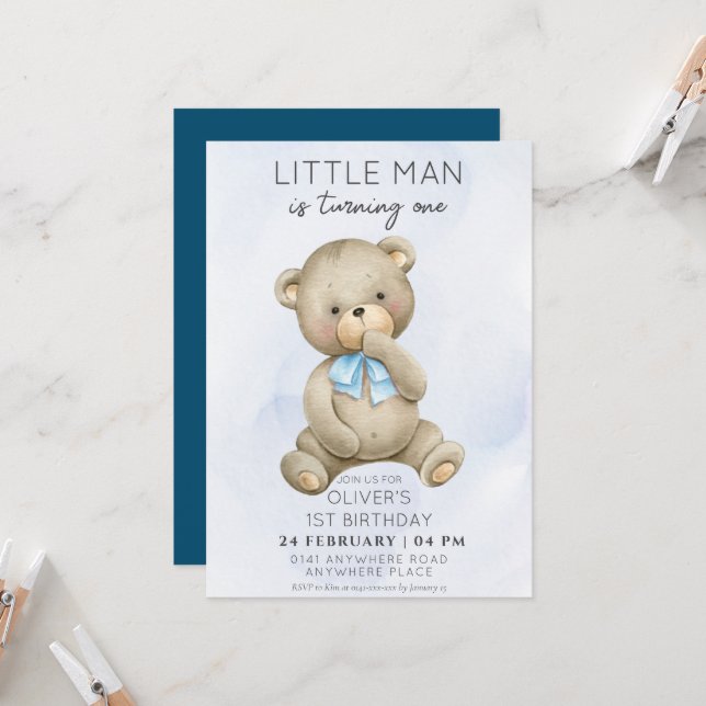Invitación Cualquier niño de oso de peluche de edad (Anverso/Reverso In Situ)