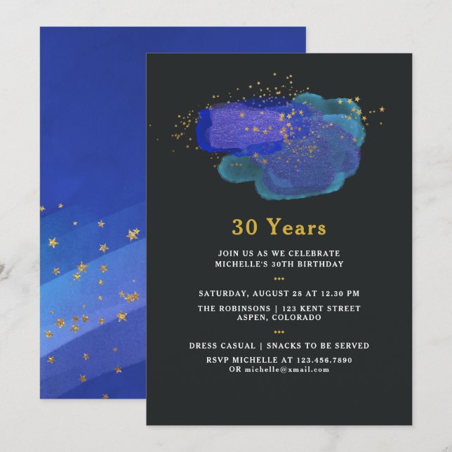 Invitación Cualquier Noche de Edad El Espacio Aéreo Sky Stars (Anverso / Reverso)