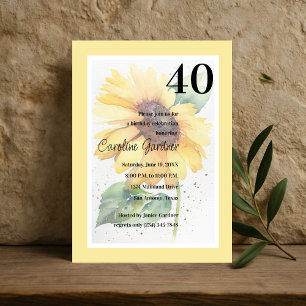 Invitación Cualquier número cumpleaños girasol amarillo