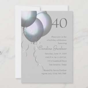Invitación Cualquier número Cumpleaños Silver Aurora Globos