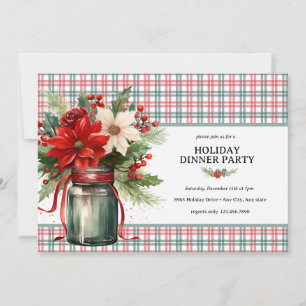 Invitación Cualquier ocasión Floral de Navidad Cena de fies