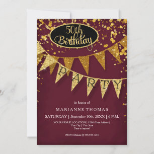 Invitación Cualquier pancarta de banderín de oro de Borgoña d