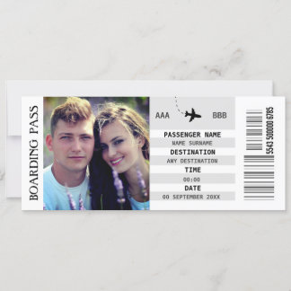 Invitación CUALQUIER pareja de escapada de pases de embarque