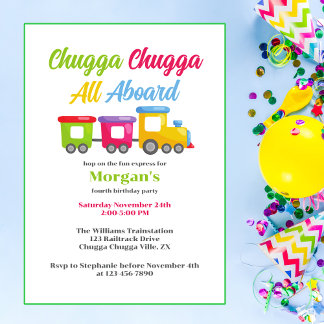 Invitación Cualquier partido de cumpleaños Chugga Choo Tren c