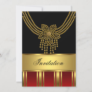 Invitación Cualquier Partido Dorado Negro Rojo