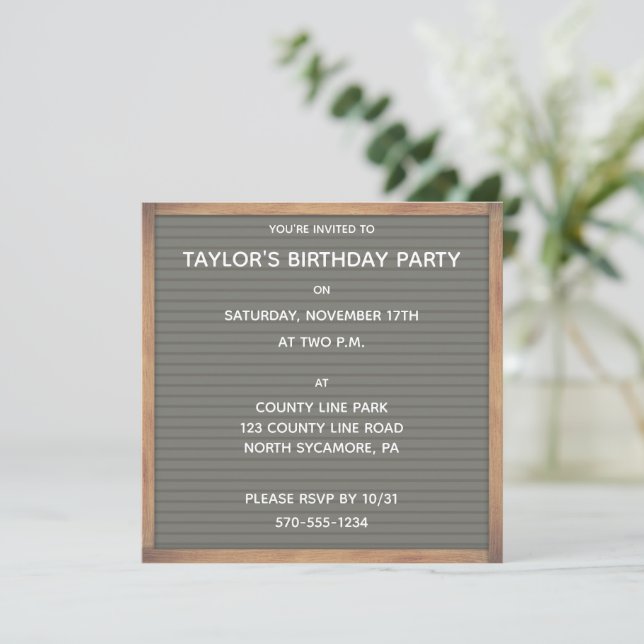 Invitación Cualquier Personalizado de Rótulo de la placa de l (Anverso de pie)