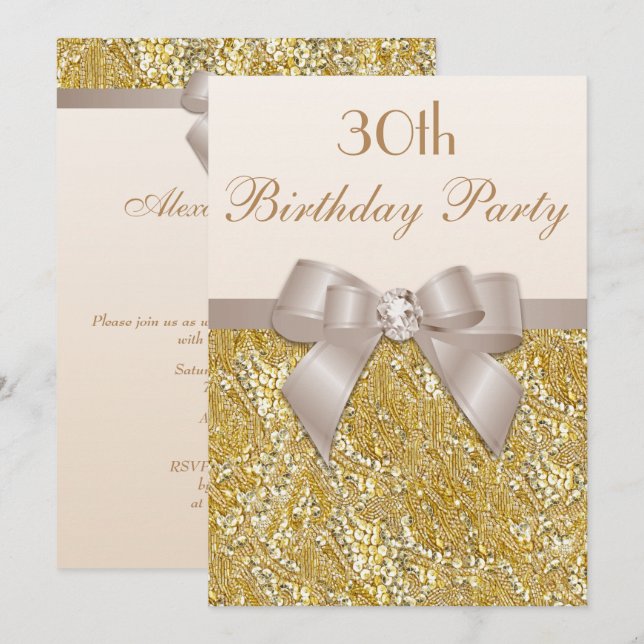 Invitación Cualquier Purpurina de oro de cumpleaños de edad D (Anverso / Reverso)