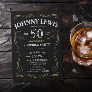 Invitación Cualquier sorpresa con tema de whisky de edad 50 a