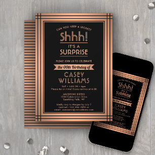 Invitación Cualquier sorpresa de cumpleaños ¡Shhh! Cobre y ne