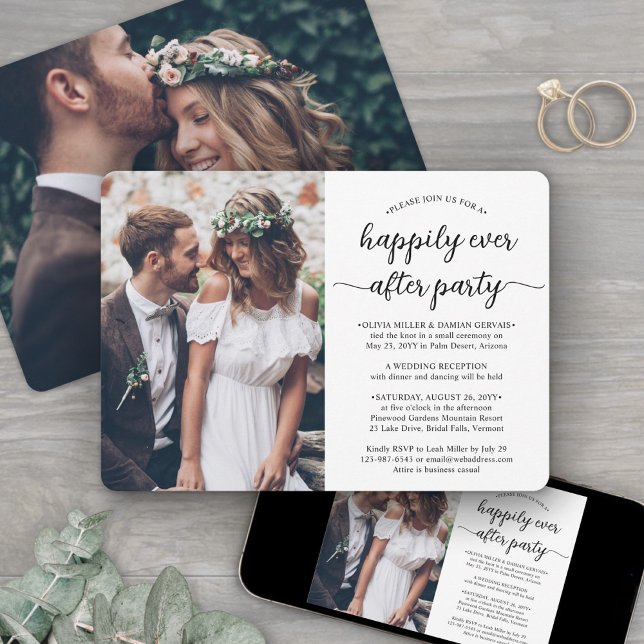 Invitación Cualquier Texto 2 Foto Fiesta de Bodas Felices par (Subido por el creador)