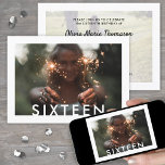 Invitación Cualquier texto 2 foto moderna Minimalista 16º cum<br><div class="desc">Invitar a la familia y amigos a una elegante celebración Sweet 16th para ella o él con esta minimalista invitación de 2 cumpleaños de foto. Todo el texto es sencillo para el personalizar. (IMAGEN PLACEMENT TIP: Una manera fácil de centrar una foto exactamente como quieres es recortarla antes de subirla...</div>