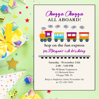 Invitación Cualquier tren de cumpleaños lindo colorido