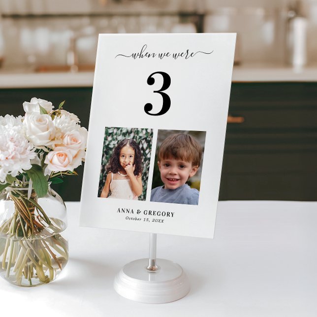 Invitación Cuando éramos 3 imágenes infantiles Número de tabl (Subido por el creador)