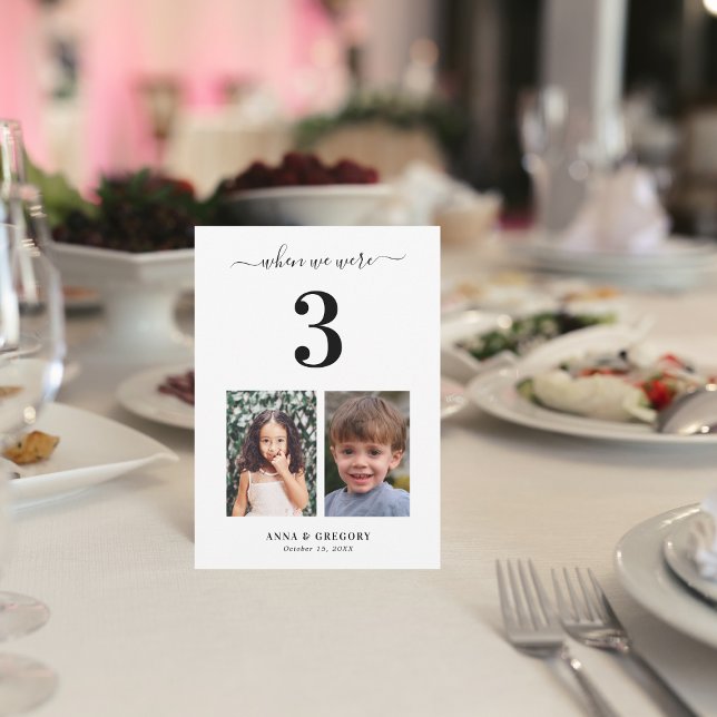 Invitación Cuando éramos 3 imágenes infantiles Número de tabl (Subido por el creador)
