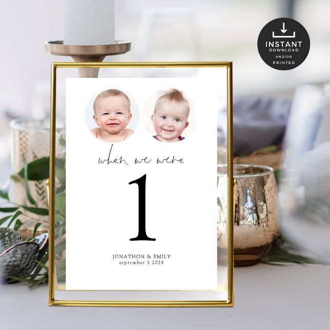 Invitación Cuando éramos fotos de edad Boda Número de tabla T (Subido por el creador)