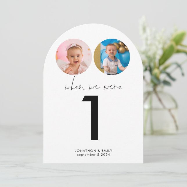 Invitación Cuando éramos fotos de edad número de tabla Boda (Anverso de pie)