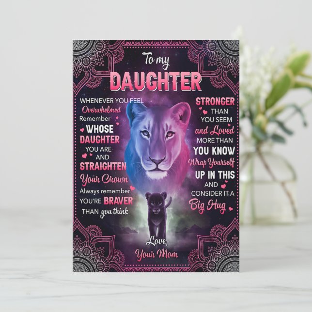 Invitación Cuando te sientas abrumada león mamá a hija (Anverso de pie)