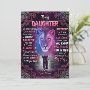 Invitación Cuando te sientas abrumada león mamá a hija