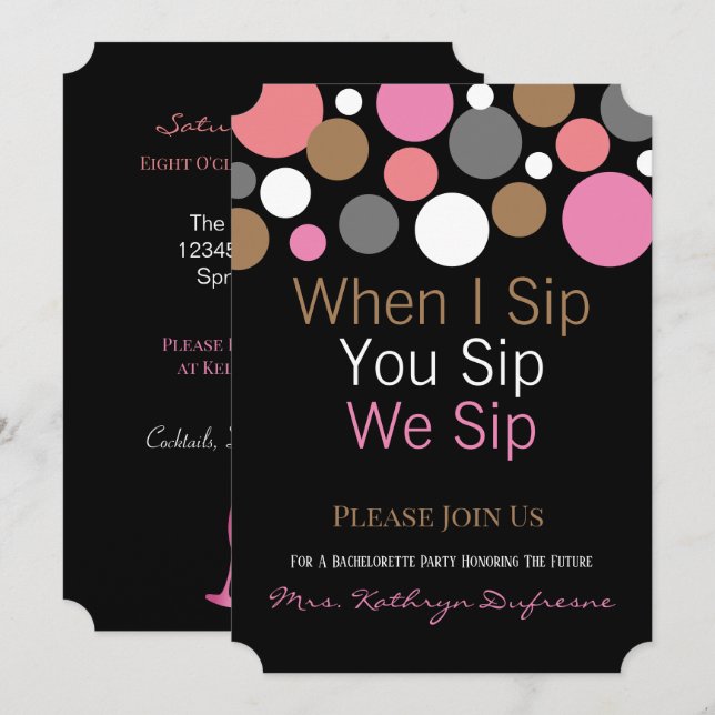 Invitación Cuando Te Sigo Sip, Suspiramos La Fiesta De La Bac (Anverso / Reverso)