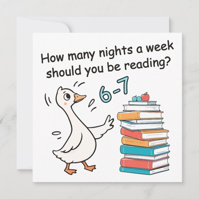 Invitación Cuántas noches a la semana deberías leer 6-7 (Anverso)